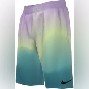 Nike swim trunks used men’s medium purple yellow green